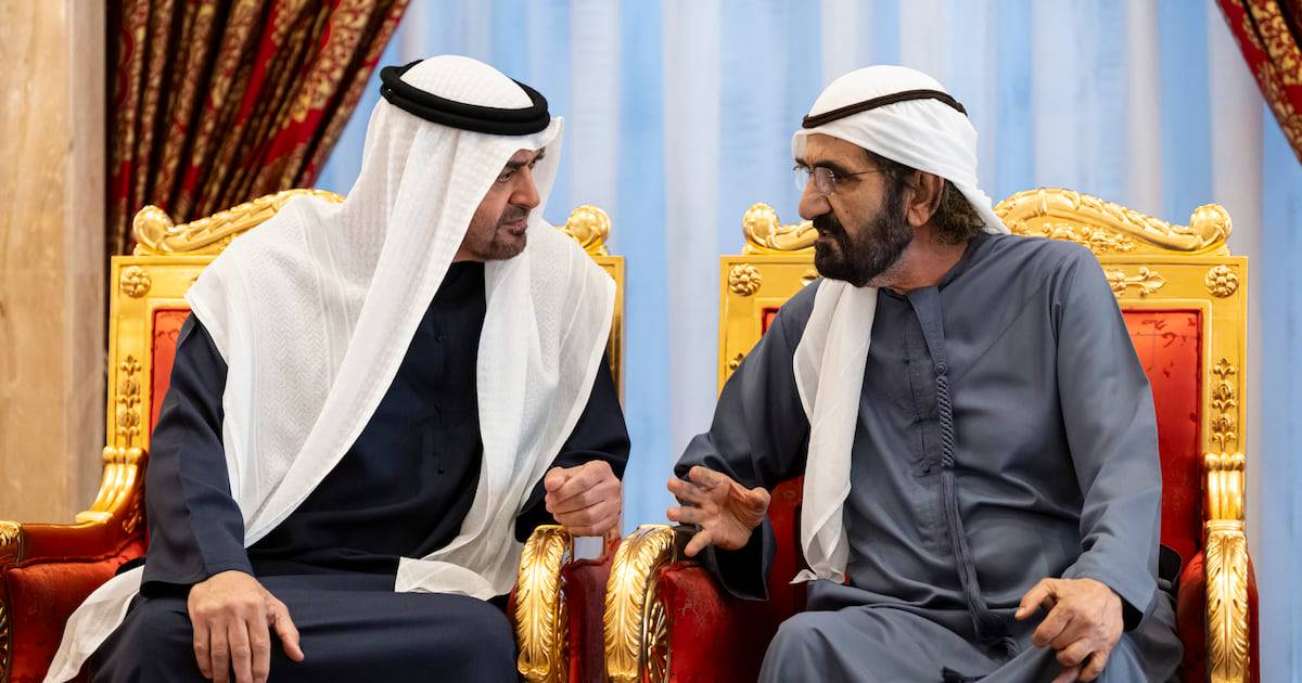 رئيس الدولة وجميع الحكام في مجلس عزاء الشيخ أحمد بن راشد